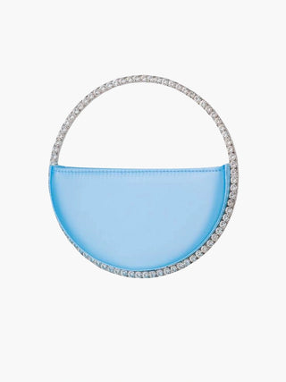 Crystal Handle Half-Moon Evening Bag