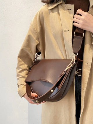 Minimalist Faux Leather Half-Moon Bag