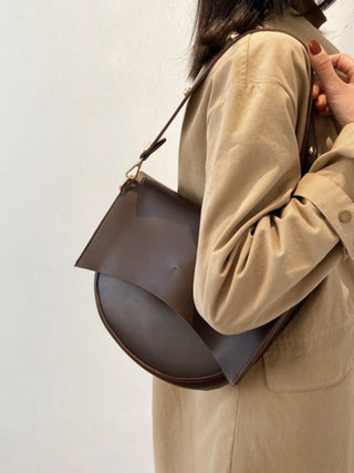 Minimalist Faux Leather Half-Moon Bag