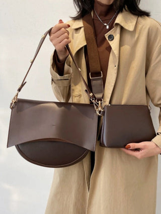 Minimalist Faux Leather Half-Moon Bag