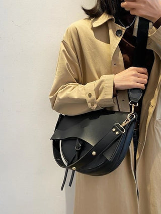 Minimalist Faux Leather Half-Moon Bag