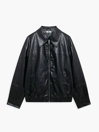 Retro Zip Faux Leather Coat