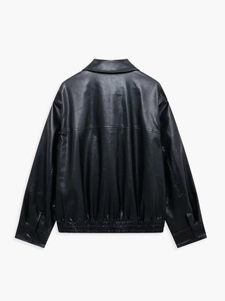 Retro Zip Faux Leather Coat