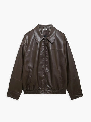 Retro Zip Faux Leather Coat