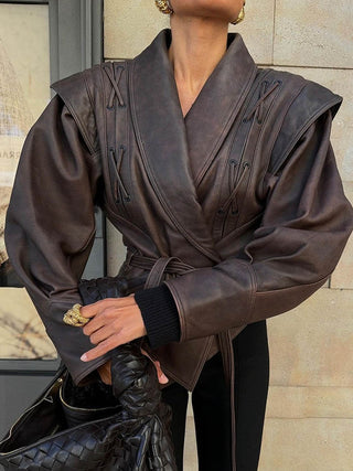 Statement Faux Leather Kimono Jacket